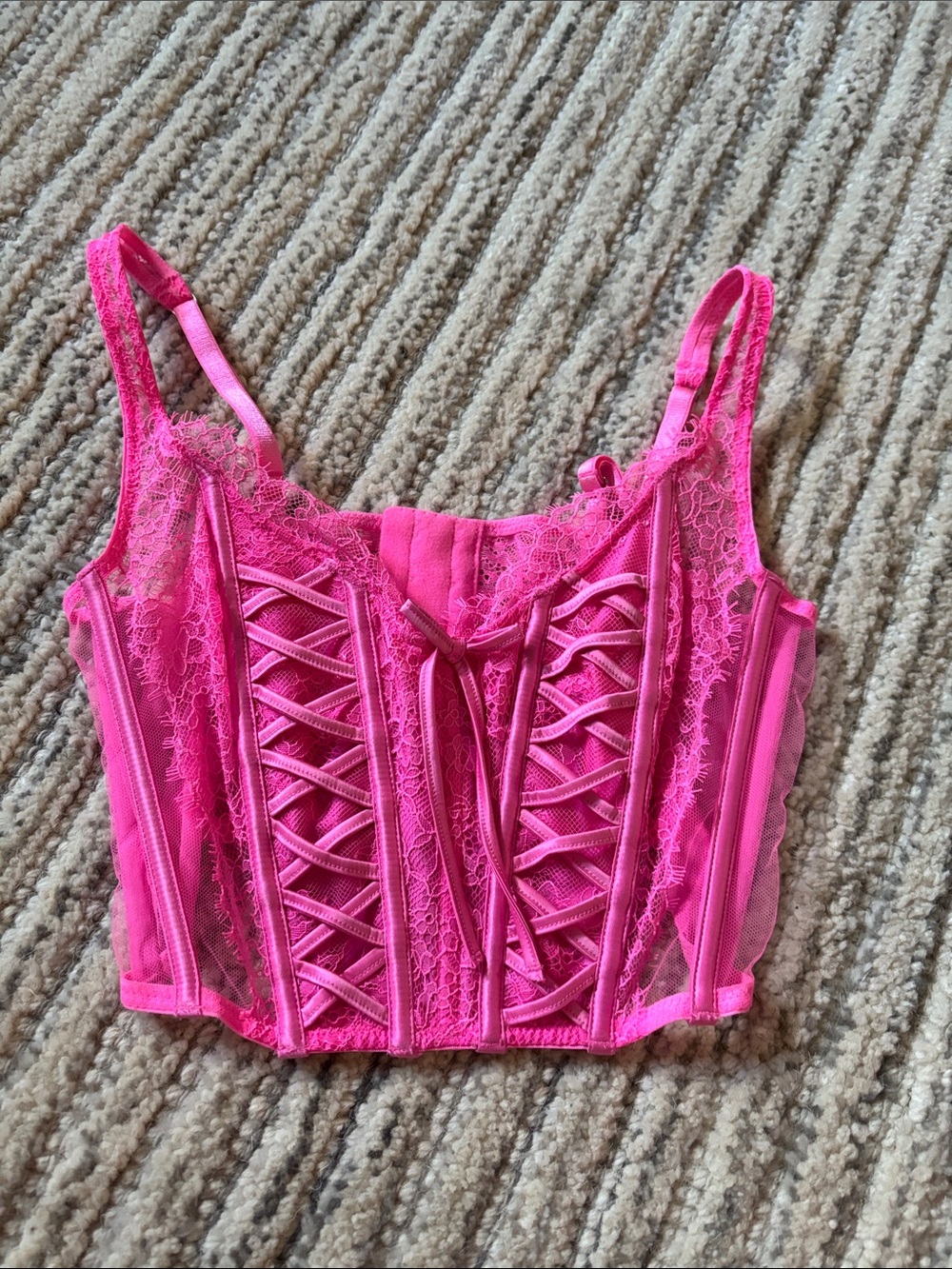 Victoria's Secret Neon Pink Lace Corset Bustier